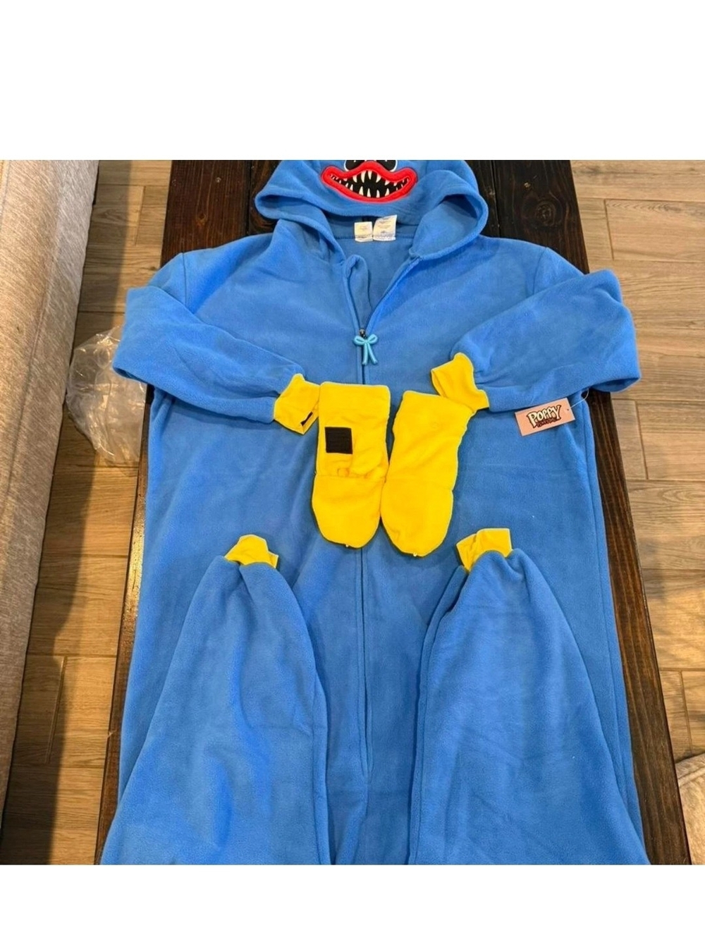 Pokey Blue Hooded Onesie with Yellow Mitts
